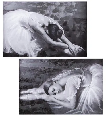 Leinwandbild mit Balletttänzerinnen, Holz, 80x120x3 cm