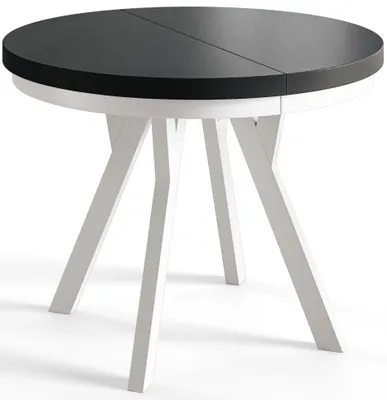 Produktbild von Esstisch Rund Evo, Moderner Esstich Ausziehbar, Tisch mit Stabile Konstruktion, Durchmesser 80 - 130 cm, Farbe Schwarz