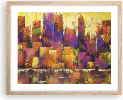 Produktbild von Gerahmtes Poster - Rahmen in heller Eiche - Abstraktion Stadt Wolkenkratzer - 50x40 cm - Wand Bild - Wanddeko - Wandbilder - Wandposter - Bilderrahmen - Bilder - Kunstdruck - P2NAA50x40-4294