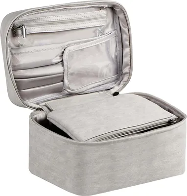 Produktbild von ASKSA Kosmetiktasche Schminktasche Gross Kulturbeutel Reise-Make-up-Tasche wasserdichte Schminktasche Gross Kapazitaet Schminktasche,Grau