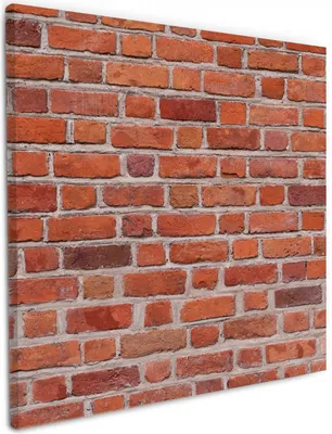 Produktbild von Wallario Premium Leinwandbild Rote Ziegelsteinwand - Backsteine in Größe 50 x 50 cm
