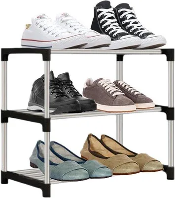 Produktbild von Schubladen für Schuhe, kleine stapelbare, 3 Ebenen, miniportabeler Schuh-Organisator
