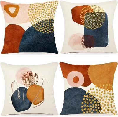 Produktbild von Famanu Kissenhülle 40 x 40 cm, Set von 4, geometrisches Muster, für Wohnzimmer und Schlafzimmer