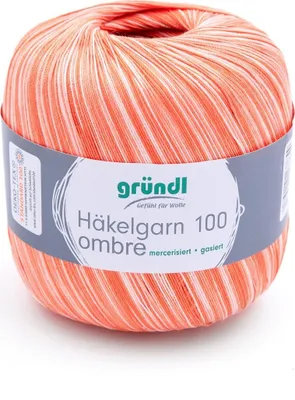 Produktbild von Gründl Häkelgarn ombre Stärke 10, Filethäkelgarn, 100 g, 100 % Baumwolle, Farbverlauf orange (05)