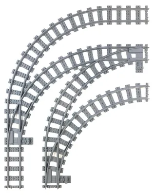Productafbeelding van Trixbrix Compacte hoek R40, 2x rechts + 1x links – rails voor LEGO® City trein, accessoires compatibel met klemblokjes