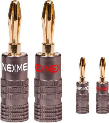 Produktbild von Bananenstecker 4mm schraubbar 4x Stecker vergoldet NEXMEX für Lautsprecherkabel