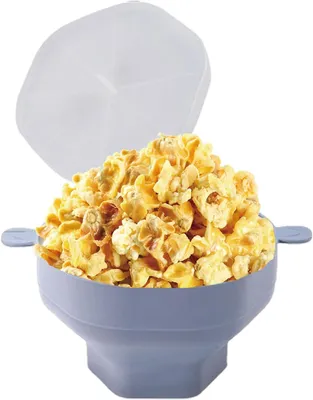 Produktbild von Popcornschale, Silikon, BPA-frei, Für Mikrowelle, Grau