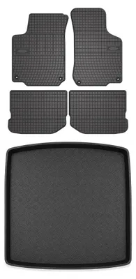 Image de Tapis en caoutchouc + bac de coffre pour Volkswagen Golf IV 1998-2002 (break) – 5 pièces, noirs, sur mesure