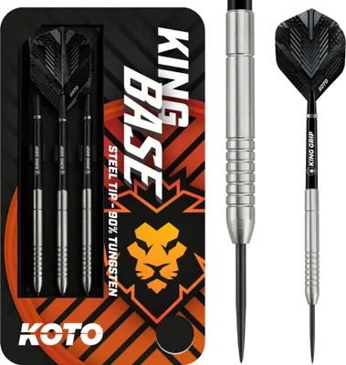 Produktbild von KOTO - King Base 90% Darts 25 G, Silber, Darts Set inkl. 3 Barrels,Flights + Shafts & Dartwallet, Fester Ringgrip