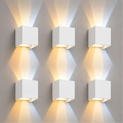 LED Außenwandleuchte 12W 900lm 2700K IP44 6er-Pack Weiß