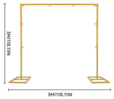 Produktbild von Metall Hochzeitsbogen - Quadratischer Traubogen - 3 x 3 m - Schwerer Standfuß - Für Blumen und Luftballons - Gold