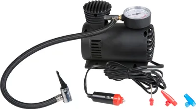 Produktbild von Dunlop Kompressor - Reifenfüller - mit Manometer - max 250 PSI/ 17 Bar - mit 3 Aufsätzen - Autostecker - 12V