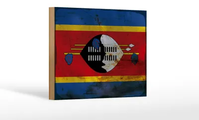 Produktbild von Holzschild Flagge Swasiland 18x12 cm Flag Eswatini Rost Dekoration
