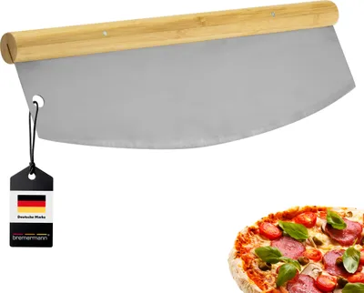 Produktbild von bremermann Pizzaschneider, Wiegemesser mit Holzgriff, Pizzamesser