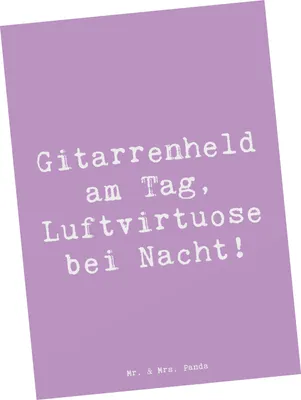 Produktbild von Mr. & Mrs. Panda Postkarte Spruch Gitarrenheld - Lavendeltraum - Geschenk, Instrument, Lernen, Musik, Grußkarte, Postkarten, bildkarte, Ansichtskarte, Ansichtskarten