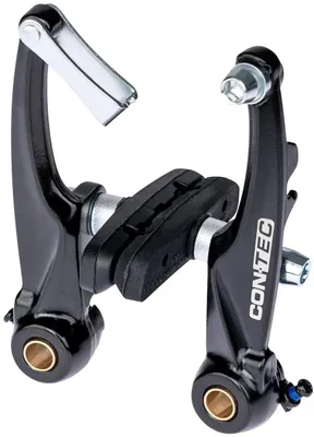 Immagine prodotto di CONTEC V-Brake "BR-KY10" , alluminio, con 2 tubi guida cavo, 90° + 130°, lunghezza gamba: 95 mm, pattini freno 827.12 (55 mm), peso: 155 g, nero