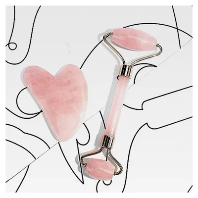 Produktbild von 2 Stück Gua Sha Stein und Gua Sha Roller Set für die Hautpflege-Routine, Gesichtsroller für Gesicht, Hals und Körper zur Muskelentspannung