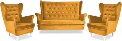 Produktbild von Family Meble Set aus Sofa + 2 Sessel Diana 2-Sitzer Sofa Couch Zierpolsterung Freistehendes Lounge Sofa Bequem zum Entspannen Wohnzimmer Büro (ROY 10)