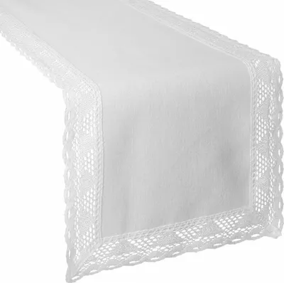 Produktbild von EUROFIRANY | Tischläufer - Tischband - 40 x 140 cm - Weiß - Mitteldecke - Spitze