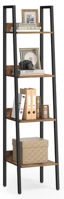 Image de Étagère, bibliothèque à 4 niveaux, ouverte, avec structure métallique, idéale pour le salon, la chambre, la cuisine, le bureau, le cabinet ou l'industrie