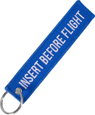 Produktbild von Insert Before Flight Print Stickerei Tag Schlüsselanhänger Schlüsselanhänger Anhänger Geschenk-Blauer, weißer Buchstabe