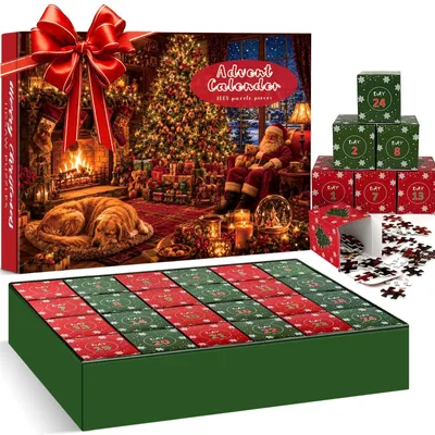 Obrázek produktu pro Adventní kalendář 2026 Puzzle 1008 dílků Vánoční puzzle skládačka Vánoční scéna 3