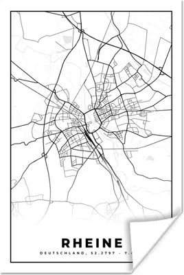 Produktbild von MuchoWow® Poster Karte - Rheine - Stadtplan 40x60 cm - Plakate für die Wand - Poster Babyzimmer