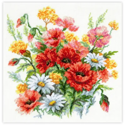 Productafbeelding van Kruissteekset "Wilde bloemen", Magic Needle, 26 x 26 cm