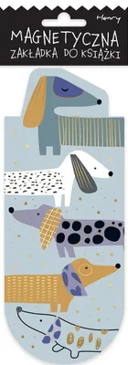Produktbild von Magnetisches Lesezeichen „Oval Grey Dogs“ mit Goldverzierungen für Bücher