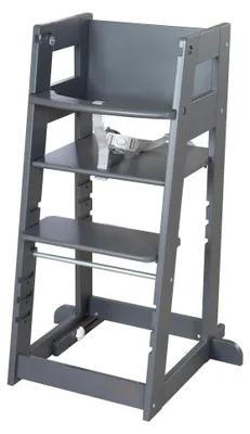 Produktbild von roba Lernturm Sit & Step 2in1 - Montessori Küchenhelfer aus Holz mit Hochstuhl-Funktion - Bis 80 kg belastbar & 3-fach höhenverstellbar - Anthrazit