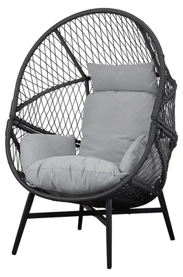 Produktbild von home24 Loungesessel - Polyrattan / Polyester - Schwarz / Grau