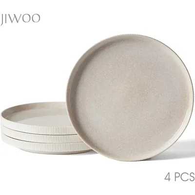 Produktbild von Teller set 4-teiliges Ø27,7 cm Keramik Essteller Dessertteller Kuchenteller Brotteller für 4 Personen Flachteller Mikrowellen- und Spülmaschinenfest