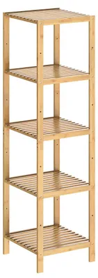 Produktbild von CASARIA® Badezimmer Regal Bambus 5 Ablagen Belastbarkeit 40kg 140x33cm Bad Küche Kinderzimmer Wohnzimmer Bücherregal Holzregal Mehrzweckregal Braun
