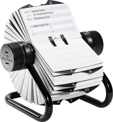 Produktbild von Rollkartei Telindex 500 Karten 195x135x165mm schwarz Packung mit 8 Stück