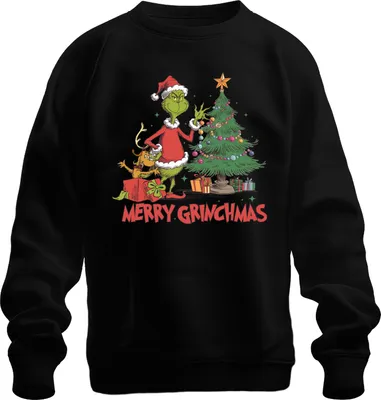 Produktbild von Merry Grinchmas Grinch Weihnachtsbaum Geschenke Weihnachten Uni Sweatshirt Pullover, Schwarz, S