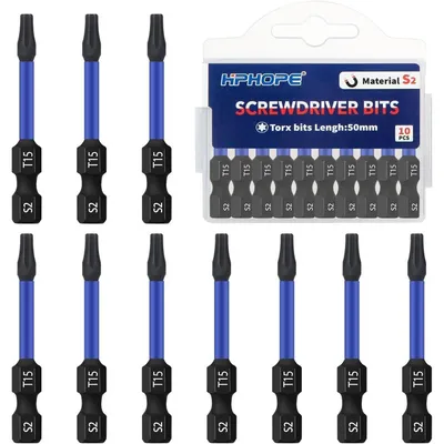 Image de Embouts Torx T15, 50 mm, acier S2, 10 pièces, avec pointe magnétique