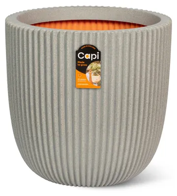 Produktbild von Capi Europe - Blumentopf kugel Groove NL - Betonfarbe - 43x41 - KGVCT933