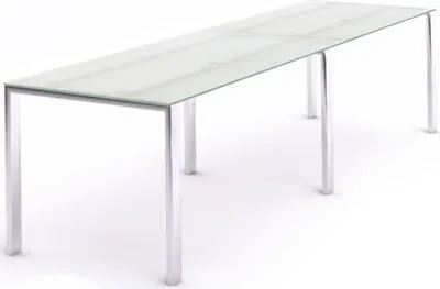 Produktbild von Mehrfacharbeitstisch Total BxTxH 320x80x73cm Gestell verchromt Platte Glas satiniert.