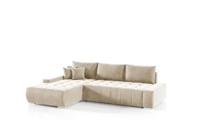 Produktbild von Ecksofa Sofa mit Schlaffunktion VOGAR Stoff Monolith Ecru Ottomane Links