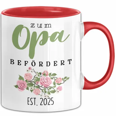 Produktbild von Trendation - Du Wirst Opa 2022 Tasse Geschenk Schwangerschaft Verkünden Großvater Überraschung Baby Kaffeetasse Opa Befördert 2022 (Rot)