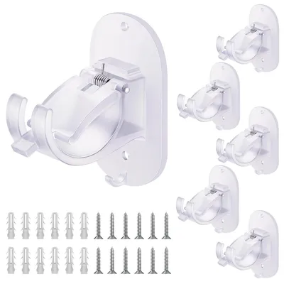 Produktbild von Bohrfreie Gardinenstangenhalterung, selbstklebend mit Schrauben, Gardinenhaken, Stangenhalterung für Badezimmer, Küche, Wohnzimmer, Schlafzimmer (transparent - 6 Stück)