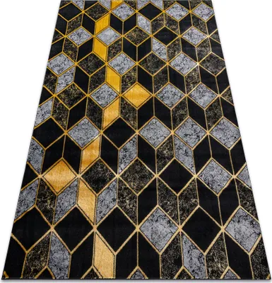 Produktbild von Modern GLOSS Teppich  400B 86 stilvoll, glamour, art deco, 3D geometrisch schwarz / gold Schwarz 160x220 cm