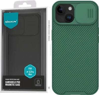 Produktbild von Nillkin CamShield Pro Magnetische Hülle für iPhone 15 Plus mit Kameraabdeckung - Grün