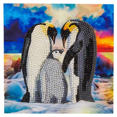 Produktbild von Diamond Painting "Crystal Art Card", 18 x 18 cm Penguin Family