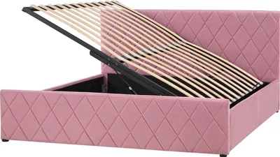 Zdjęcie produktu dla BELIANI Łóżko z pojemnikiem różowe welurowe 160 x 200 cm rama ze stelażem pikowane wezgłowie