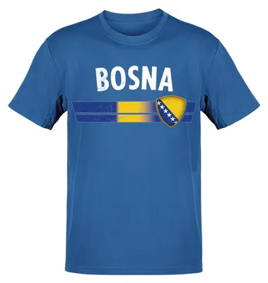 Produktbild von WM EM Fan Shirt Weltmeisterschaft Europameisterschaft 100% Baumwolle T-Shirt Rundhals Fanartikel Herren Damen Fan-Shirt - viele Länder: Bosnien / M Land wählen: Bosnien Shirt Größe wählen: M