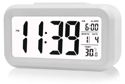 LED-Alarm-Digitaluhr mit Lichtsensor, weiß