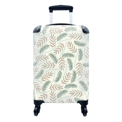 Produktbild von MuchoWow® Koffer Handgepäck Trolley Rollkoffer Kleine Reisekoffer mit 4 Rollen - Weihnachten - Muster - Zweige - Cabin Size < 55x40x23 cm & 55x40x20 cm - Fotokoffer - Kabinenkoffer - Boardgepäck - Reise-Box - Reisekoffer - Reisegepäck - Koffer mit Bild - Trolley für Kinder