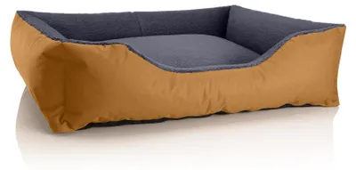 Produktbild von BedDog Hundebett TEDDY Hundesofa waschbares Hundebett mit Rand Hundekissen,GOLDEN-ROCK (gold/grau),(XL) ca. 100x85x23cm