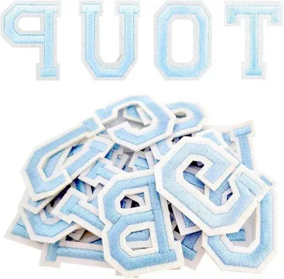Immagine prodotto di 52 toppe con lettere in tessuto dalla A alla Z per abbigliamento, cappelli, borse, calzini, fai da te, blu